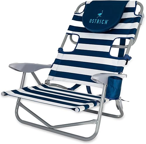 Ostrich Silla de Playa Tipo Mochila On Your Back con Agujero para la Cara - Tumbona Ajustable y Portátil con Portavasos y Apertura - Resistente,