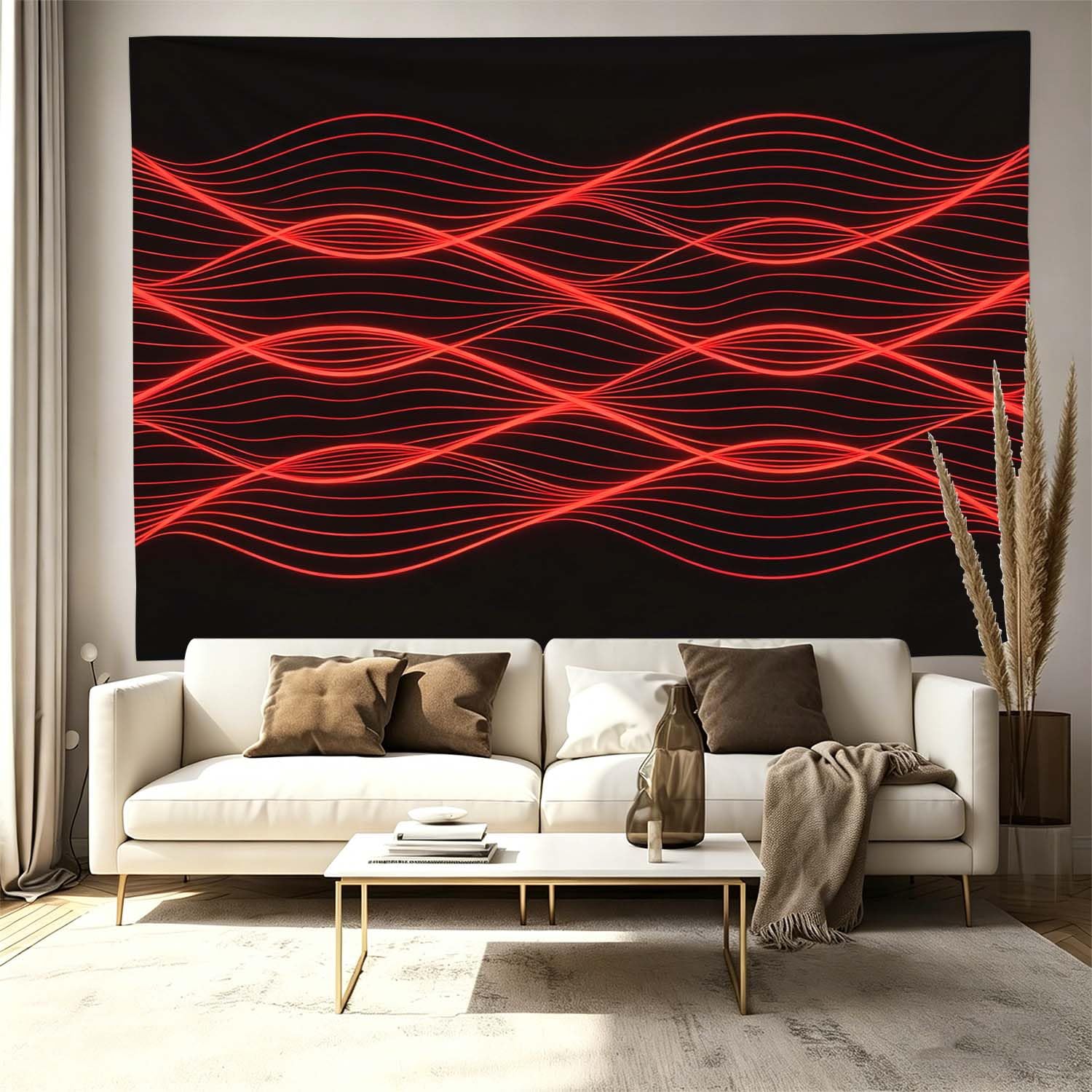 Arazzo da Parete Grande 300x260 cm Linee Ondulate 3D Telo da Parete