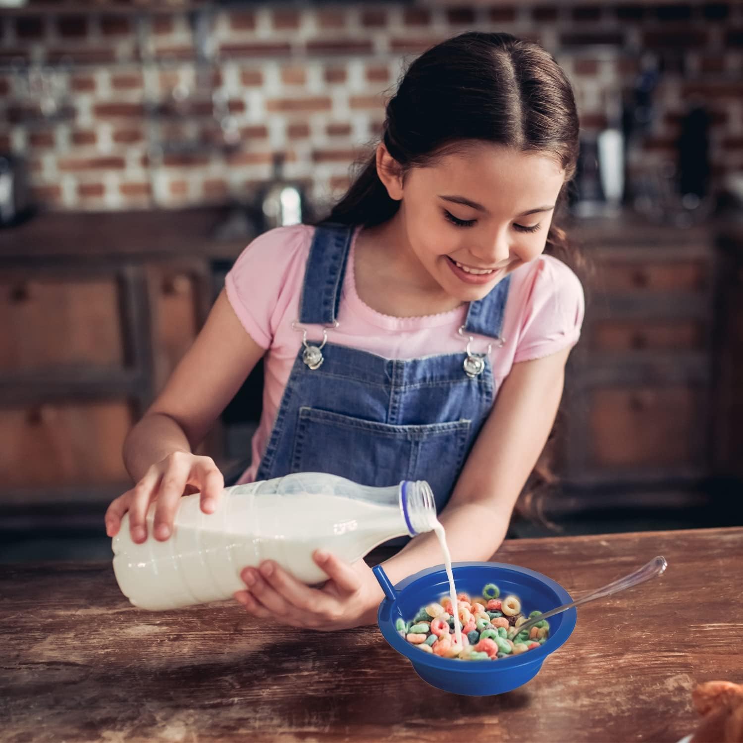 JoyServe Ciotole per cereali con cannucce per bambini - (set da 6 ciotole da 20 once) Ciotole riutilizzabili in plastica senza BPA con cannucce integrate per bambini e neonati