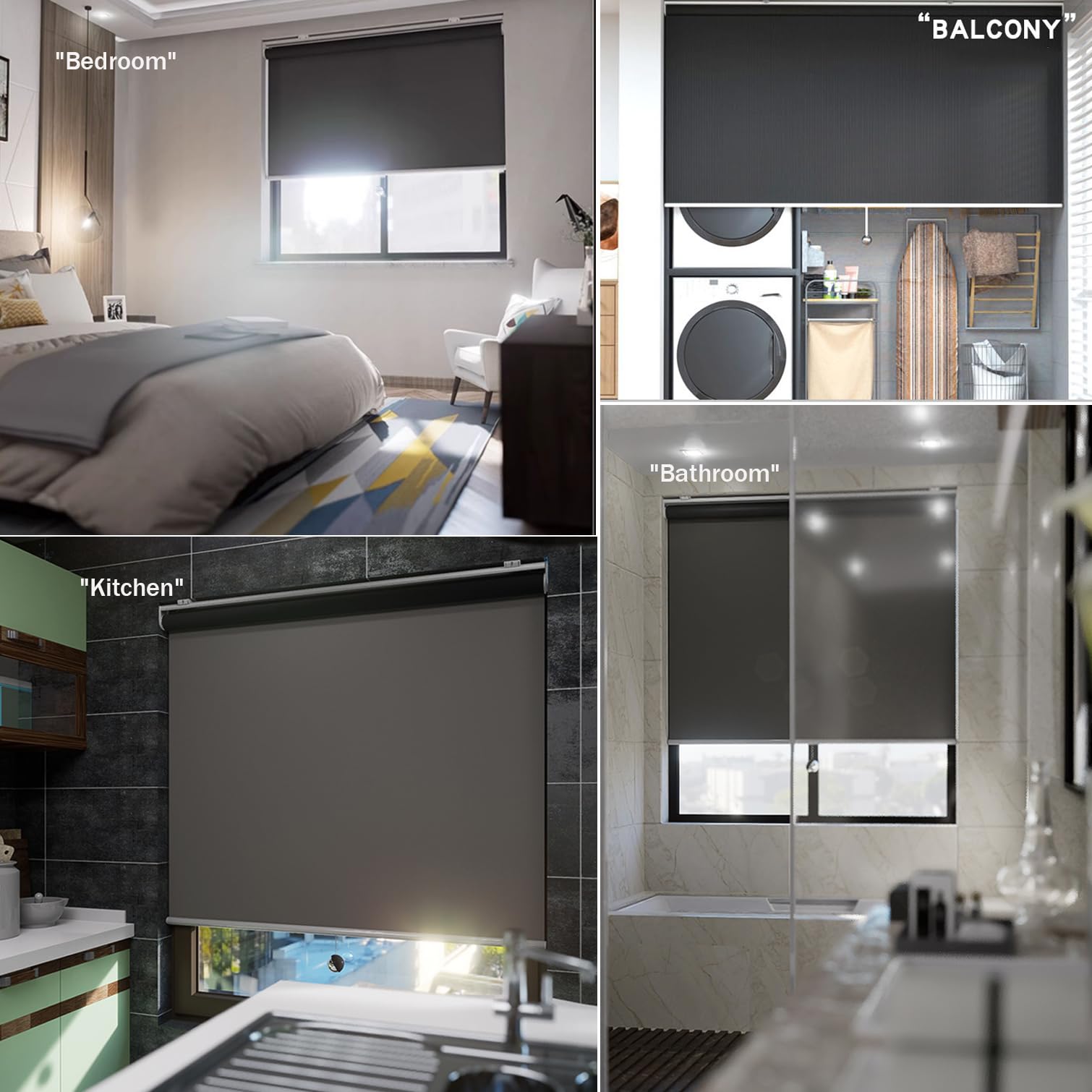 Tende a Rullo per Finestre,Tenda Automatica a Molla per Ufficio Soggiorno,Privacy,Isolamento,Tenda Avvolgibile Oscurante,Grigio Scuro,Personalizzate,Larghezza x Altezza (55cm x 160cm)