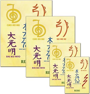 Reiki Symbols Chart Wall Art - Meditation Decoration - 8.5x11, 8x10, 5x7, 4x6 Unframed Poster for Spiritual Healing - 5 Reiki Symbols with Words for Reiki Master or Teacher | 8.5x11, 8x10, 5x7 & 4x6 Prints, Meditation & Yoga Studio Decor, Symbol Names, Ships Flat Protected