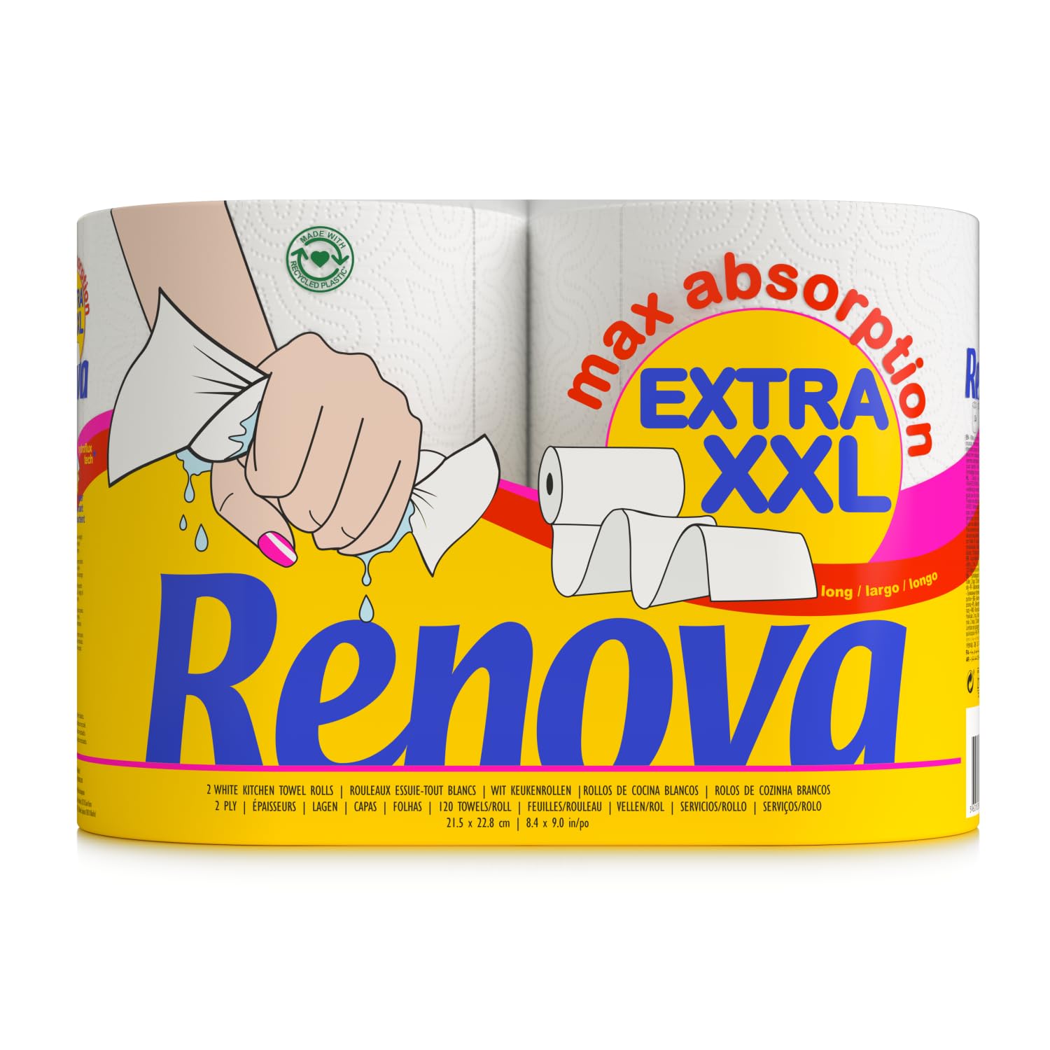 Renova Rotoli da cucina Maxi Absorption Extra XXL – 2 rotoli formato triplo