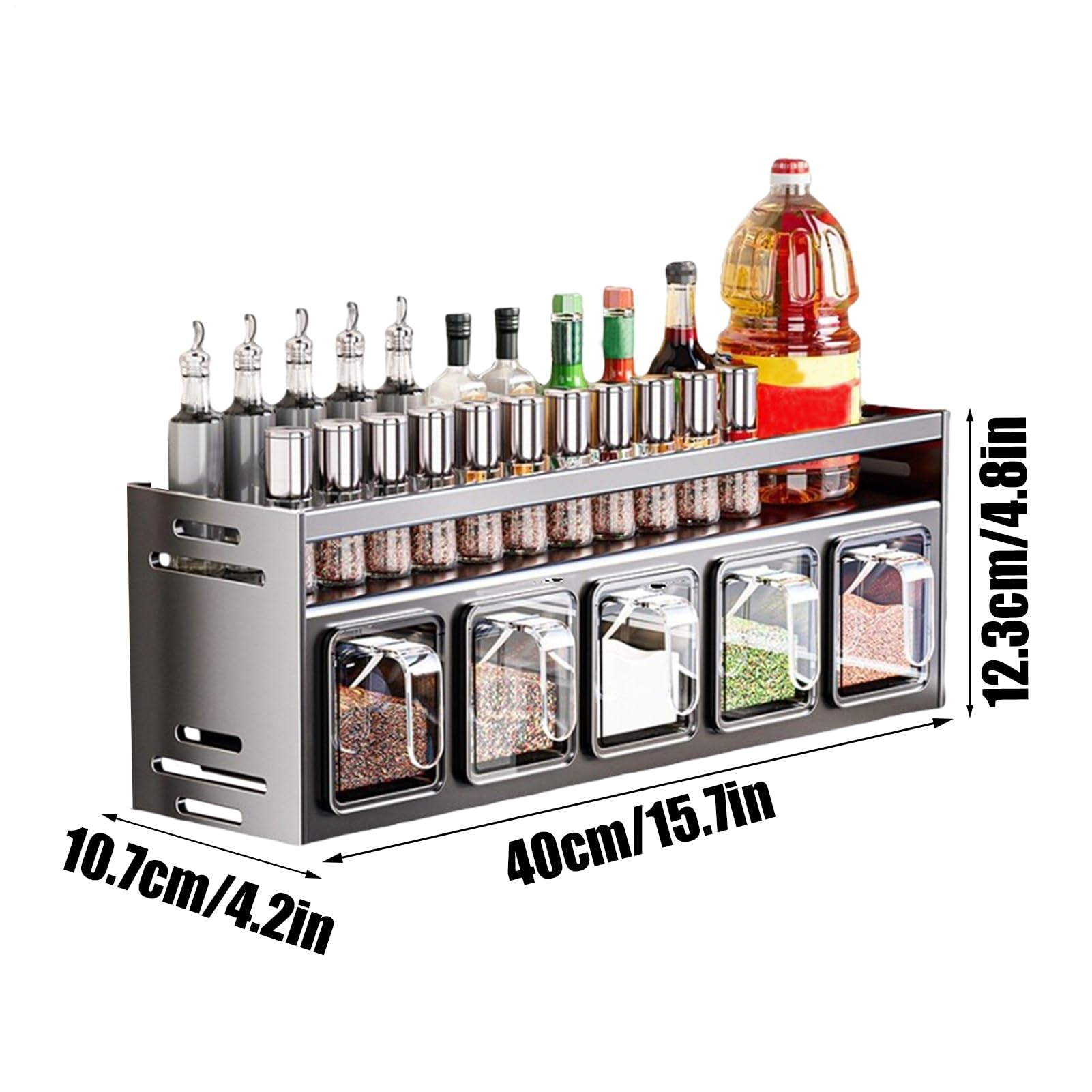 Organizer per condimenti, supporto da parete per condimenti | senza punzonatura, multifunzionale, per bagno, grande capacità, per armadio da cucina
