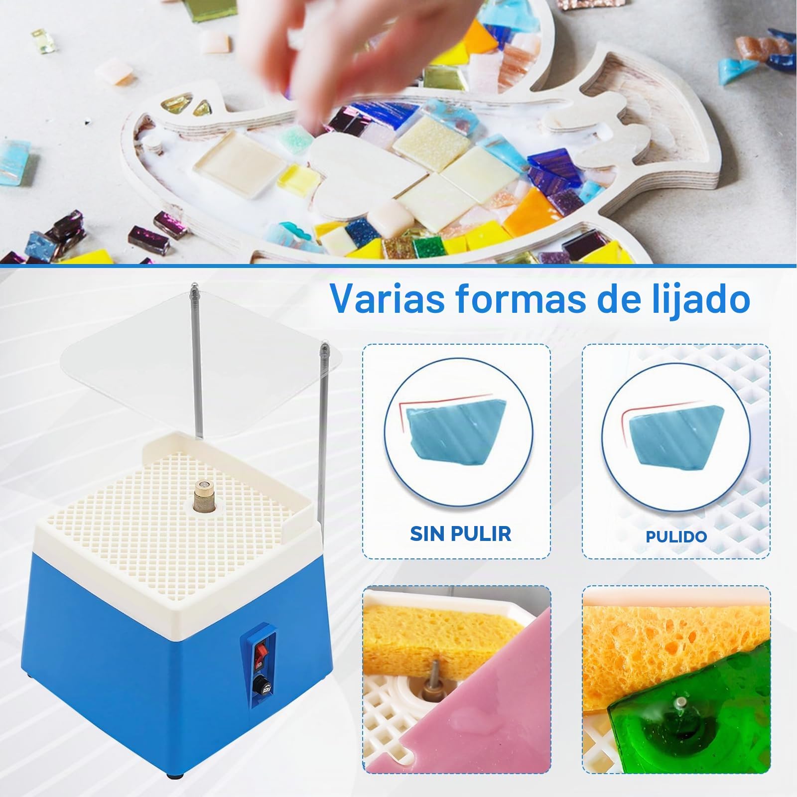 Amoladora De Vidrio, Molinillo PortáTil De 65 W Y 4200 Rpm Con Deflector Portaherramientas Y Juego De 8 Herramientas Para Cortar Vidrio Para CeráMica JoyeríA Y Vitrales
