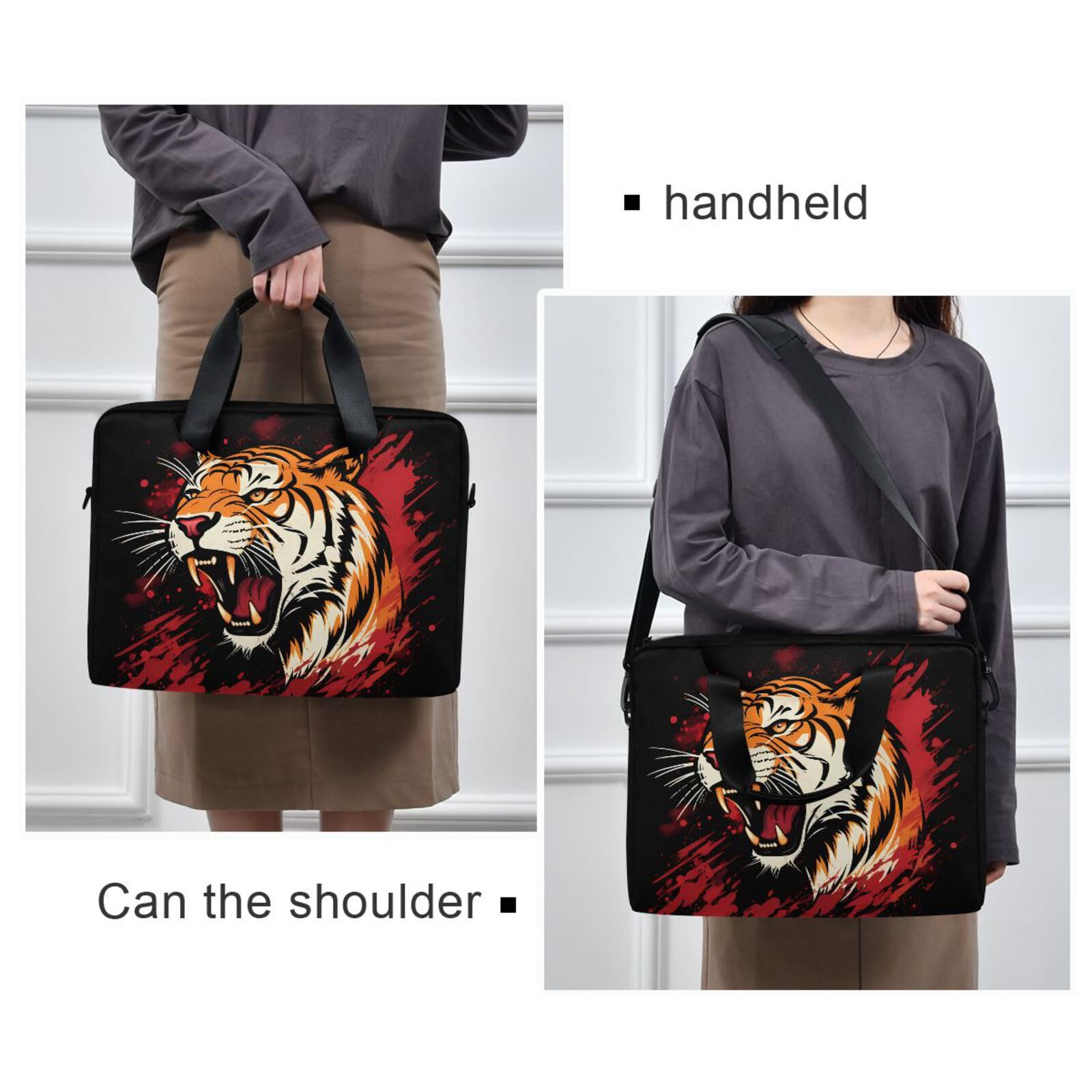 ALAZA Borsa per laptop da 16 15,6 pollici, pavone e fiori, borsa per laptop per donne uomini studenti lavoro, borsa a tracolla da viaggio messenger tote case maniche