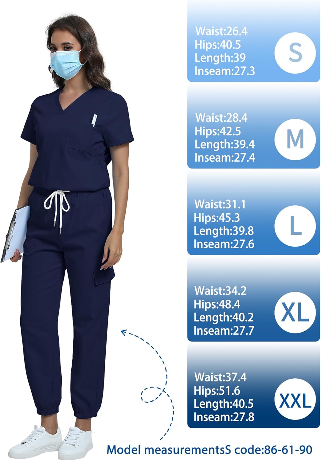 Medical Scrub Pants for Women, Soft Stretch Slim Fit Drawstring Cargo Jogger Scrub Pants with 5 Pockets - Image 7