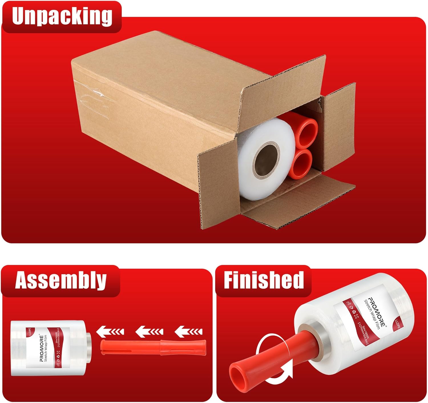 Mini Clear Stretch Wrap Film,80 Gua, for Pallet Wrap with Plastic Handle