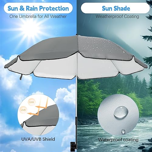 Miniatura 2 de Sombrilla para silla compatible con GCI, accesorio para sombrilla, paraguas portátil para silla de playa, con abrazadera ajustable y fácil de