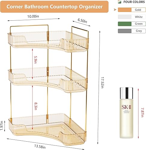 Miniatura 4 de Organizador de esquina para mostrador de baño, estante de encimera de baño, organizador de maquillaje para tocador, bandeja de perfume para