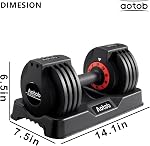 AOTOB 25/55 LBS Adjustable Dumbbell Set, Anti-Slip Fast Adjusting with Turning Handle, Adjustment for Men and Women, Weights Pair for Compact Home Gym Exercise Strength