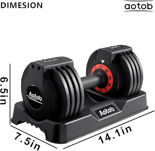 Miniatura 7 de AOTOB Juego de mancuernas ajustables de 25 libras (par) con mango giratorio antideslizante de ajuste rápido, juegos para hombres y mujeres, par de