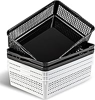 Vista 10 de Cesta de almacenamiento de plástico de tamaño A4, bandeja organizadora de cartas de papel de archivo, 6 paquetes (blanco)
