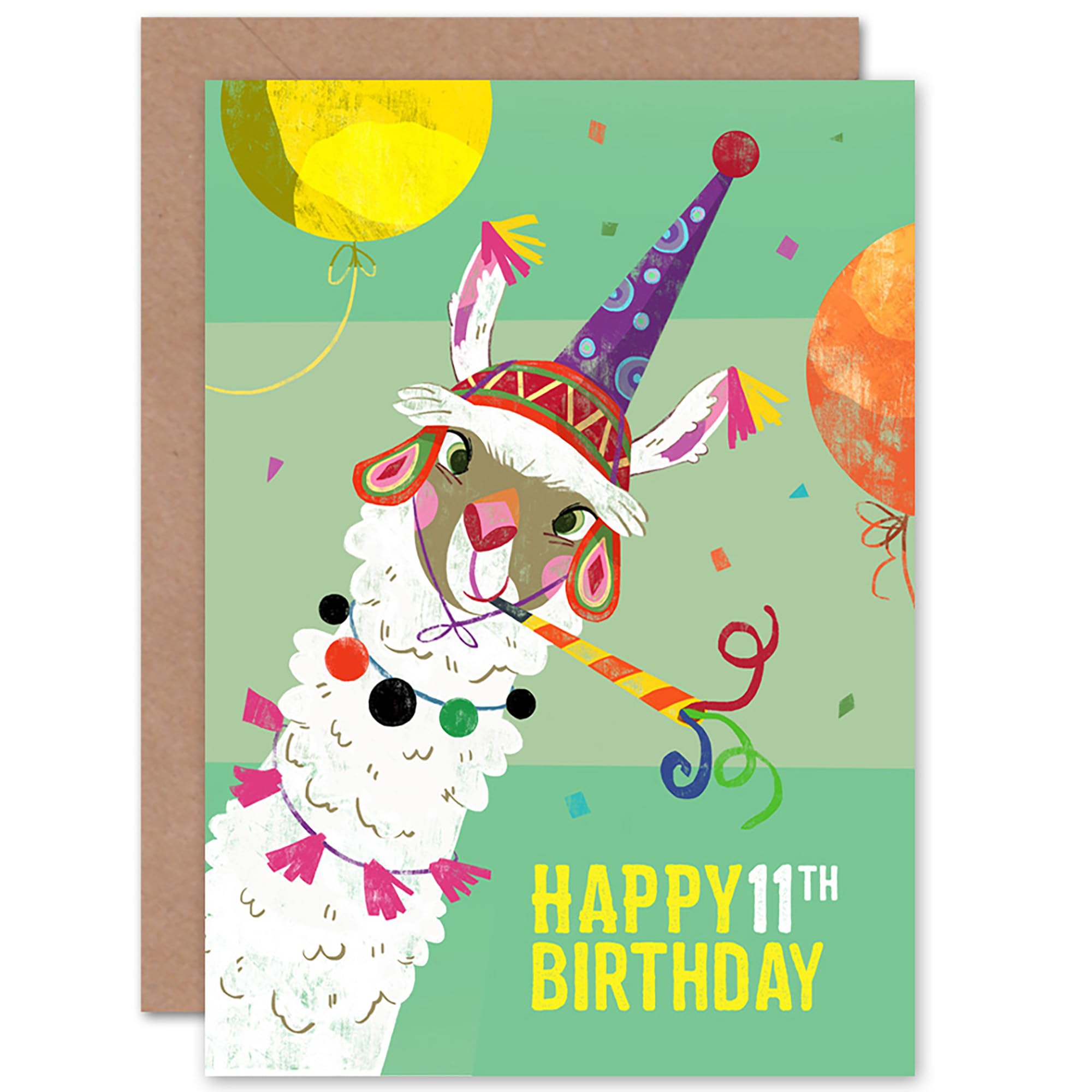 Wee Blue Coo Llama Party Birthday 11th Greetings Card