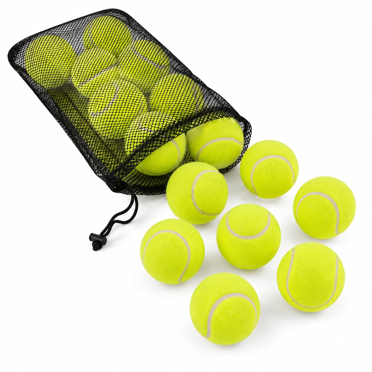 12 PACK TENNIS BALLS - Practice Training Balls & Mesh Carry Bag All Court