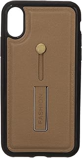 جراب خلفى مع حامل اصبع منزلق لهاتف ابل ايفون اكس - بني اسود، البولي كربونات