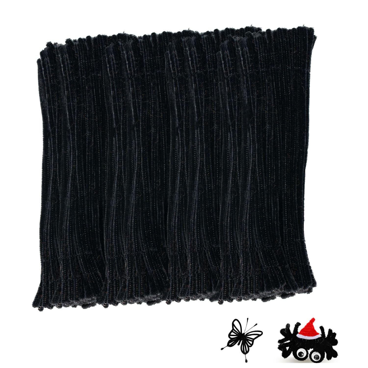 Black Pipe Cleaners for Crafts,200PCS Chenille Stems,Craft Supplies,Halloween Crafts for Kids,DIY Decor Ccrafts for Adults,Kids Games Toys for Ages 8-13,Christmas Birthday Gift,Craft Sticks