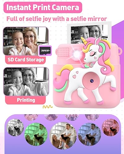 Miniatura 3 de Impresión instantánea con cubierta de silicona, regalos creativos para niñas de 4 a 12 años, cumpleaños, Navidad, juguete de cámara digital 1080P
