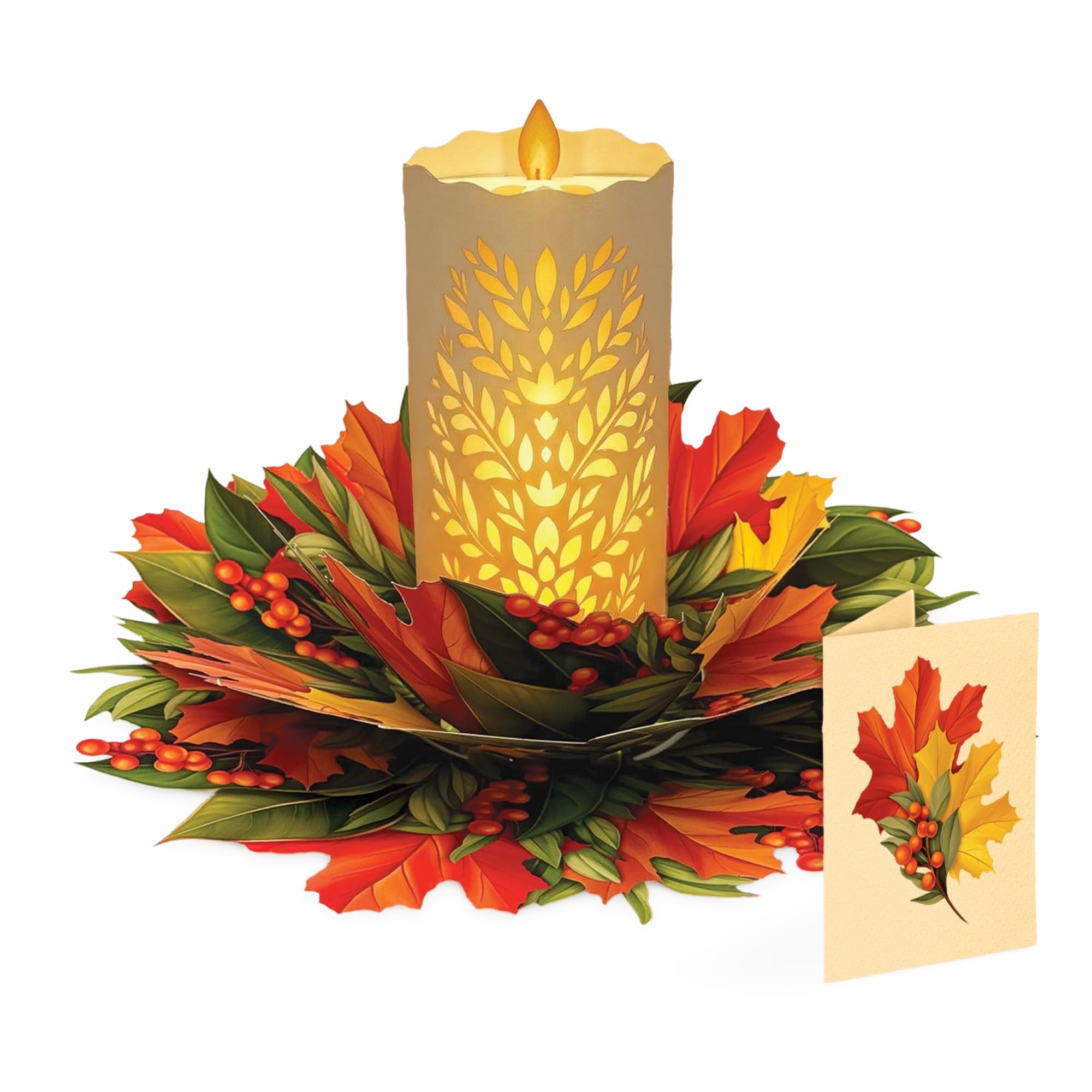 25 Thoughtful Hostess Gifts for Fall Parties, Friendsgiving and More! 13 FreshCut Paper Fall Light-Up Pop-Up Candle