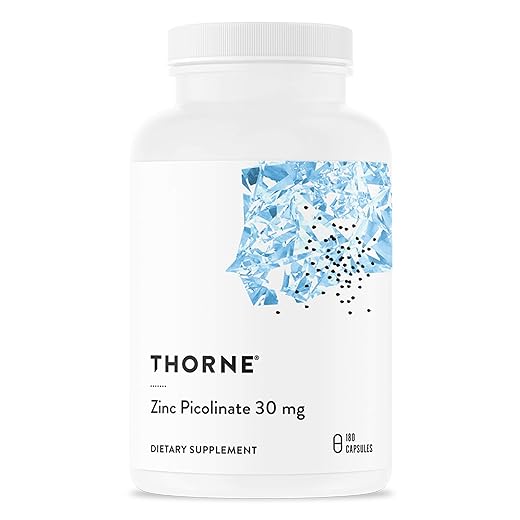 Thorne Zinc Picolinate 30 mg - Well-Absorbed Zinc Supplement for Growth and Immune Function - 180 Capsules