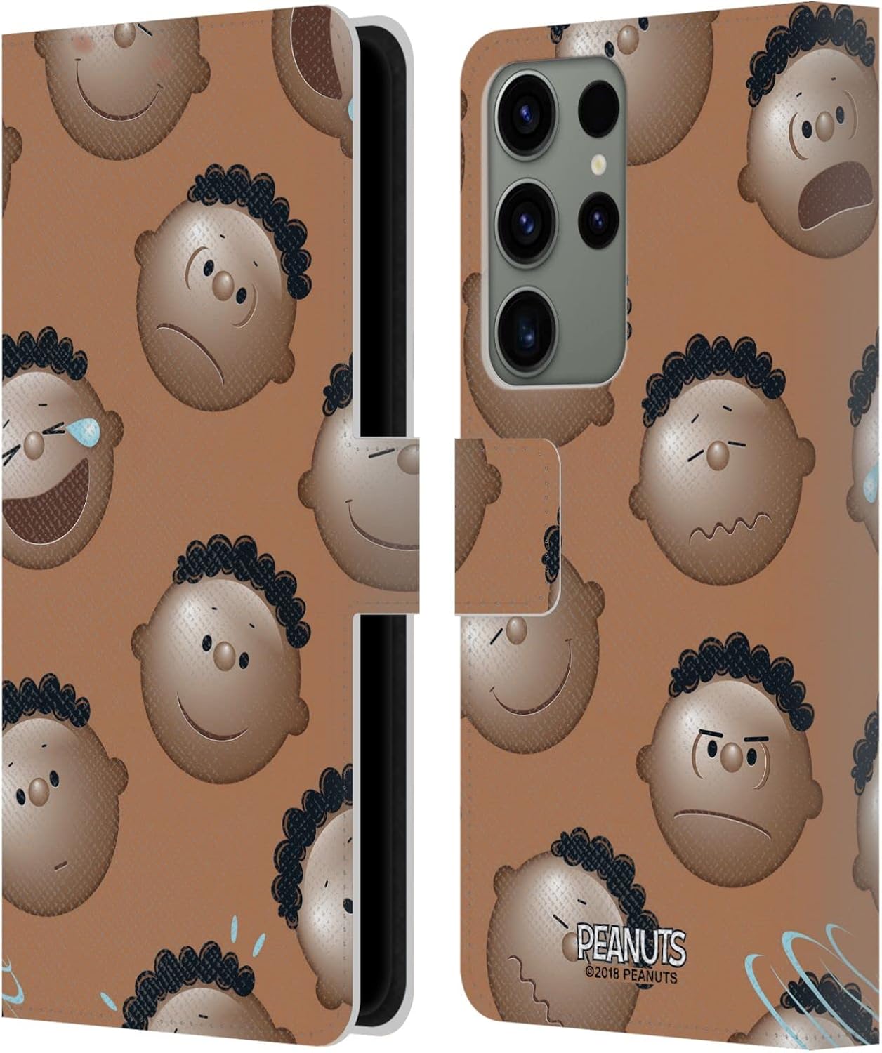 Head Case Designs Officially Licensed Peanuts Head Emotions Character Patterns Leather Wallet Case Compatible with Samsung Galaxy S23 Ultra 5G