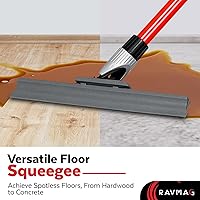 Vista 3 de Escobilla de Piso de Silicona con Mango Largo de 55 Pulgadas, Hoja de Silicona Fundida Única de 12 Pulgadas, Junta Giratoria de 360° - Escobilla