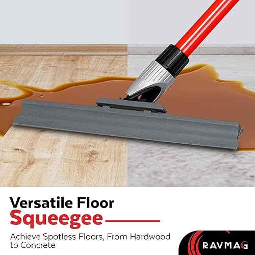 Miniatura 9 de RAVMAG - Escobilla de silicona para piso - Ligera con hoja de 17 pulgadas y mango de 55 pulgadas de largo de 4 piezas con junta ajustable para