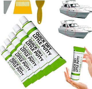 Gogolonge Fiberglass Boat Repair Paste - instafix Fiberglass Boat Repair Paste, XT200 Quick Dry Little Putty with Scraper Kit, Car Scratch Remover Touch Up Paste Fix Tools (5 PCS, Black)