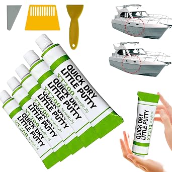 Gogolonge Glass Boat Repair Paste - instafix Fiberglass Boat Repair Paste XT200 Quick Dry Little Putty with Scraper Kit Car Scratch Remover Touch Up Paste Repair Tool 5pcs, Red