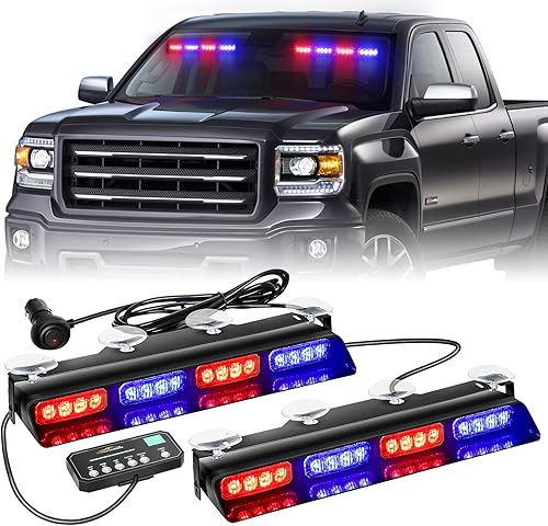 Miniatura 3 de XRIDONSEN Luces de policía de tablero rojo y azul y barra de luz de policía 2 en 1 para asesor de tráfico para vehículos, camiones, automóvil, SUV