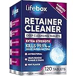 Retainer Cleaner Tablets - 120 Denture Cleaning Tablets & Aligner Cleaner - Removes Odors & Stains - For Aligners, Retainers, Dentures, Night Guards - Mint Flavor