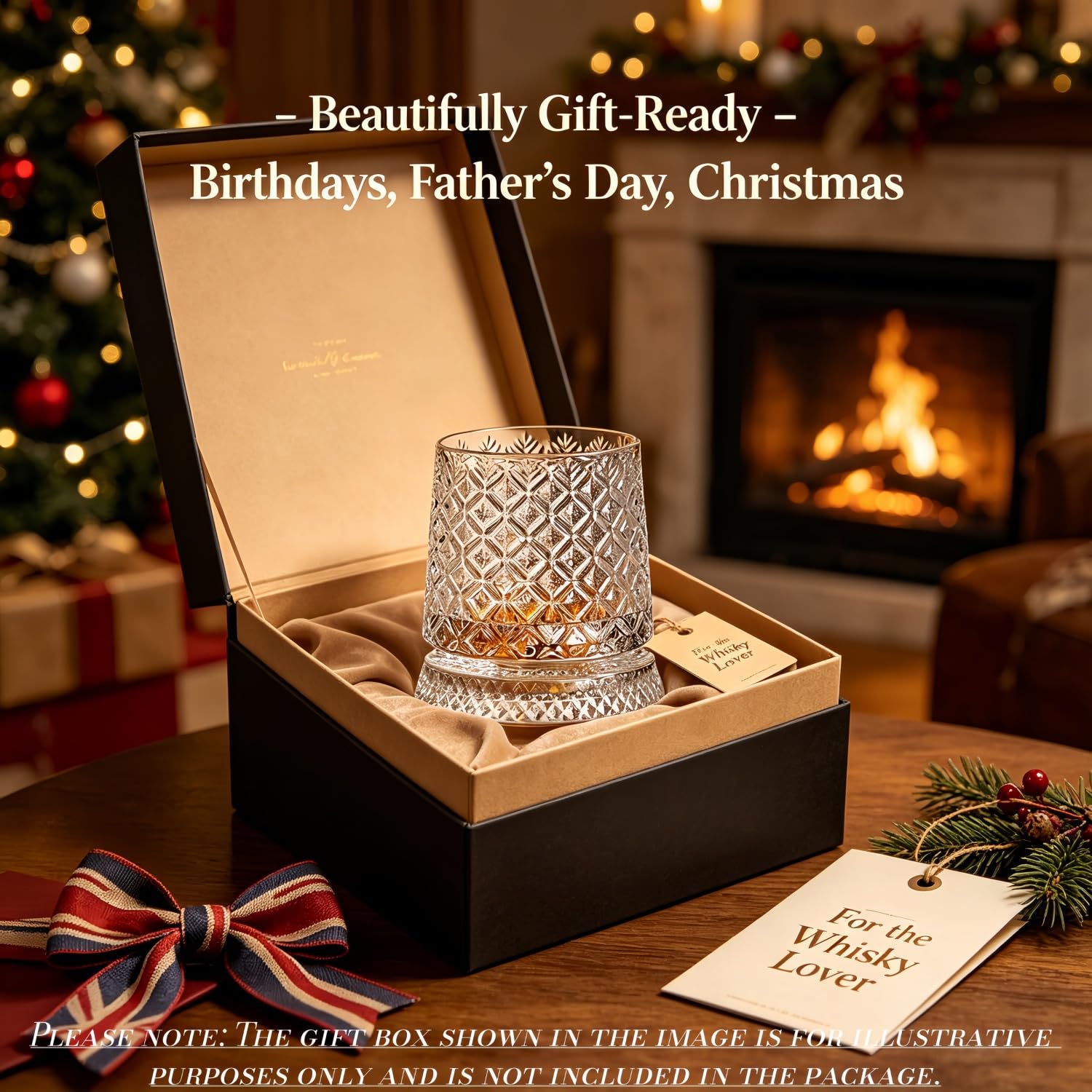 Bicchieri da whisky rotanti a 360°, con sottobicchieri luminosi a LED, bicchieri trasparenti rotanti da 270 ml, per scotch e bourbon, bicchieri da cocktail per feste a casa, regalo per gli amanti del