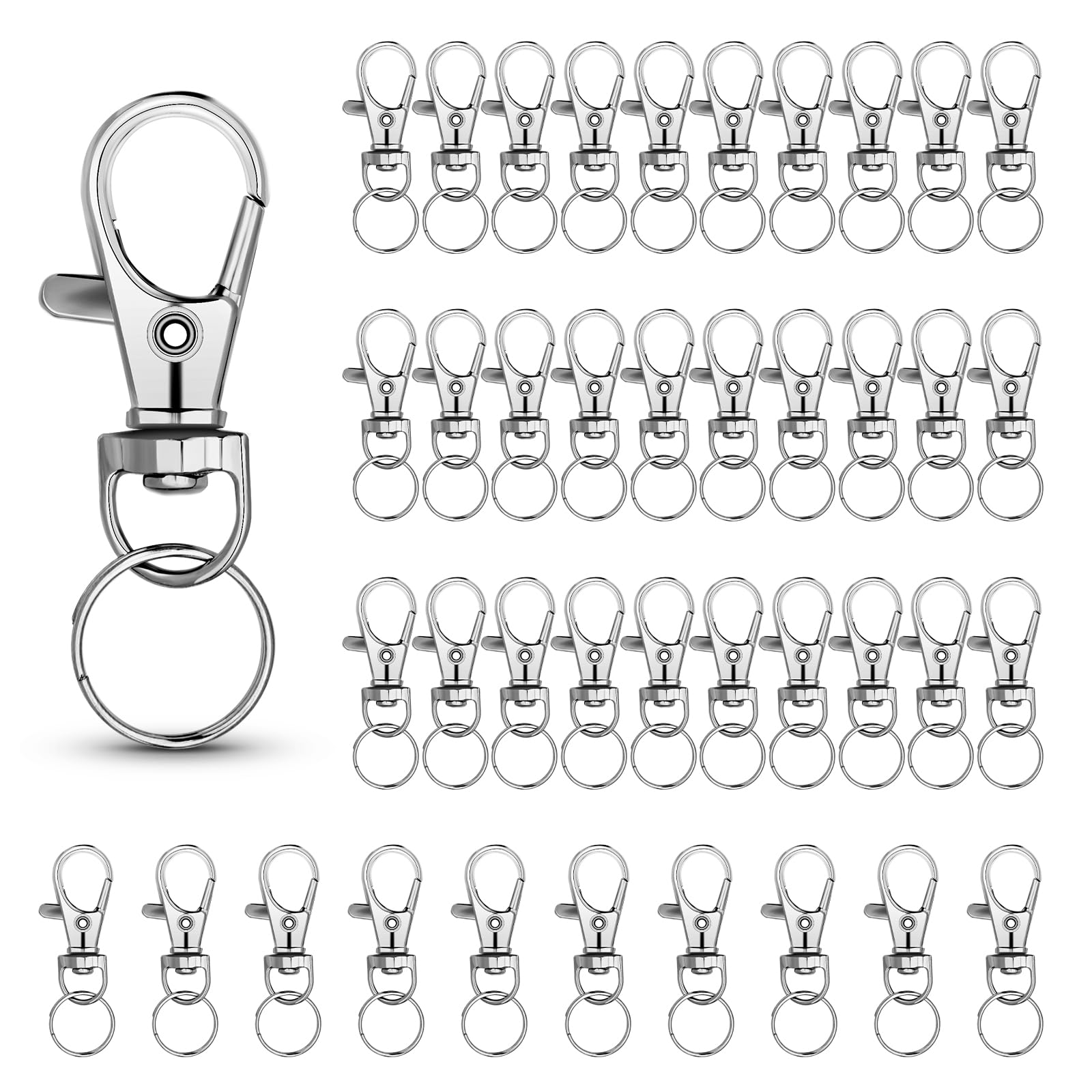 Mini Lobster Claw Keychains – Zinc Alloy with Key Rings & 360° Swivel Hooks, Ideal for DIY, Jewellery Making, Lanyards, Pet Tags & Bag Accessories(40 Sets)