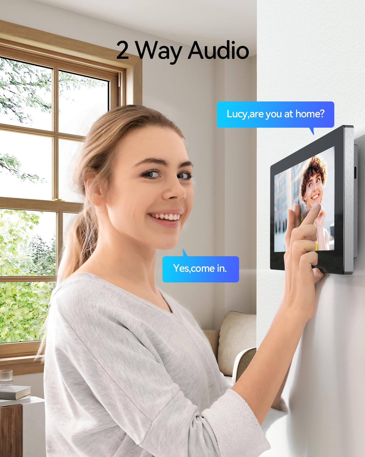 TMEZON WLAN Video Türsprechanlage mit Türöffner,1080P Türklingel mit 2 * 7" Farb-Touchscreen,Nachtsicht und Zwei-Wege-Audio,Bewegungserkennung des Menschen,APP/Swipe Card Unlock,2-Draht Kabel