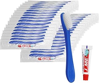 Disposable Toothbrushes with Toothpaste Mini Pack of 60,Blue Individually Wrapped Mini Disposable Travel Toothbrush Kit Bulk for Homeless,Psychiatric Hospitals,Shelter,Hotel,Charity