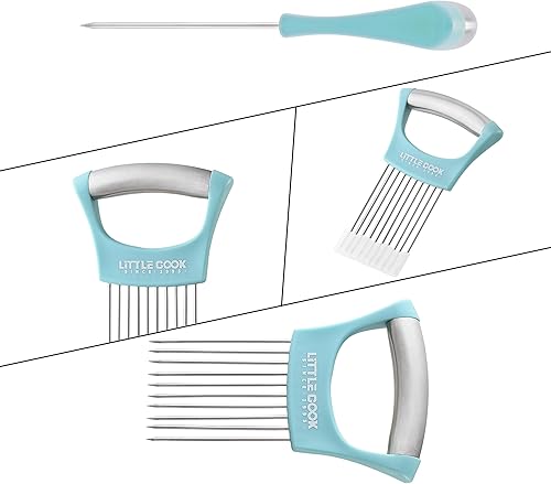 Miniatura 4 de Cortador de cebolla, soporte para cebolla de acero inoxidable Little Cook para rebanar y almacenar cebollas, aguacates, tomate, huevos, apto para
