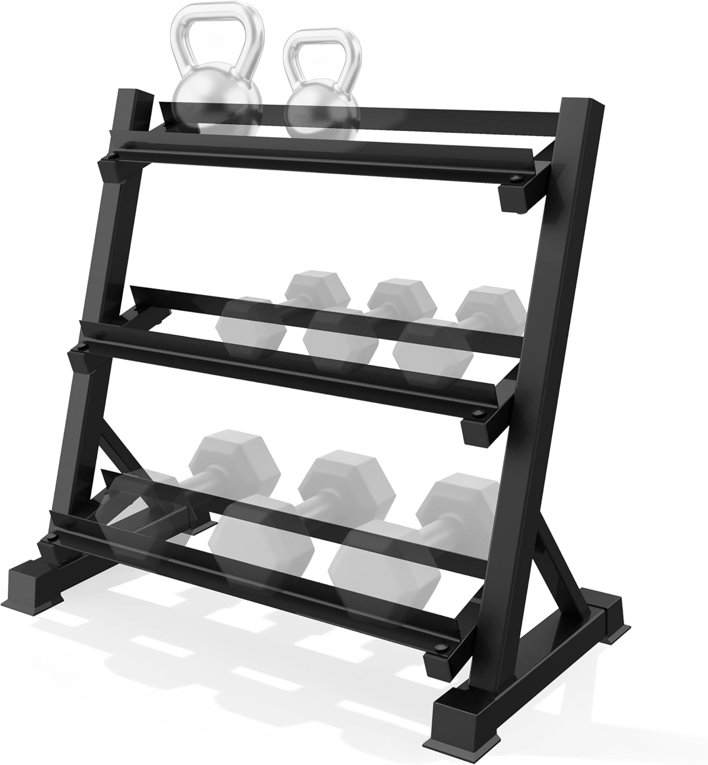 Zlinke 3-Tier Dumbbell Rack Multilevel Weight Storage Organizer for Home Gym, Weight Rack for Dumbbells, Kettlebells,1100LBS Capacity (Rack Only) 37 INCH