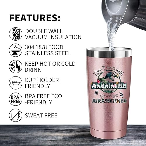 Vista 2 de ATHAND Vaso para mamá, vaso para mamá, vaso con tapa y pajita, regalos para mamá de parte de hija, hijo, marido, vasos aislados de 20 onzas con tapa