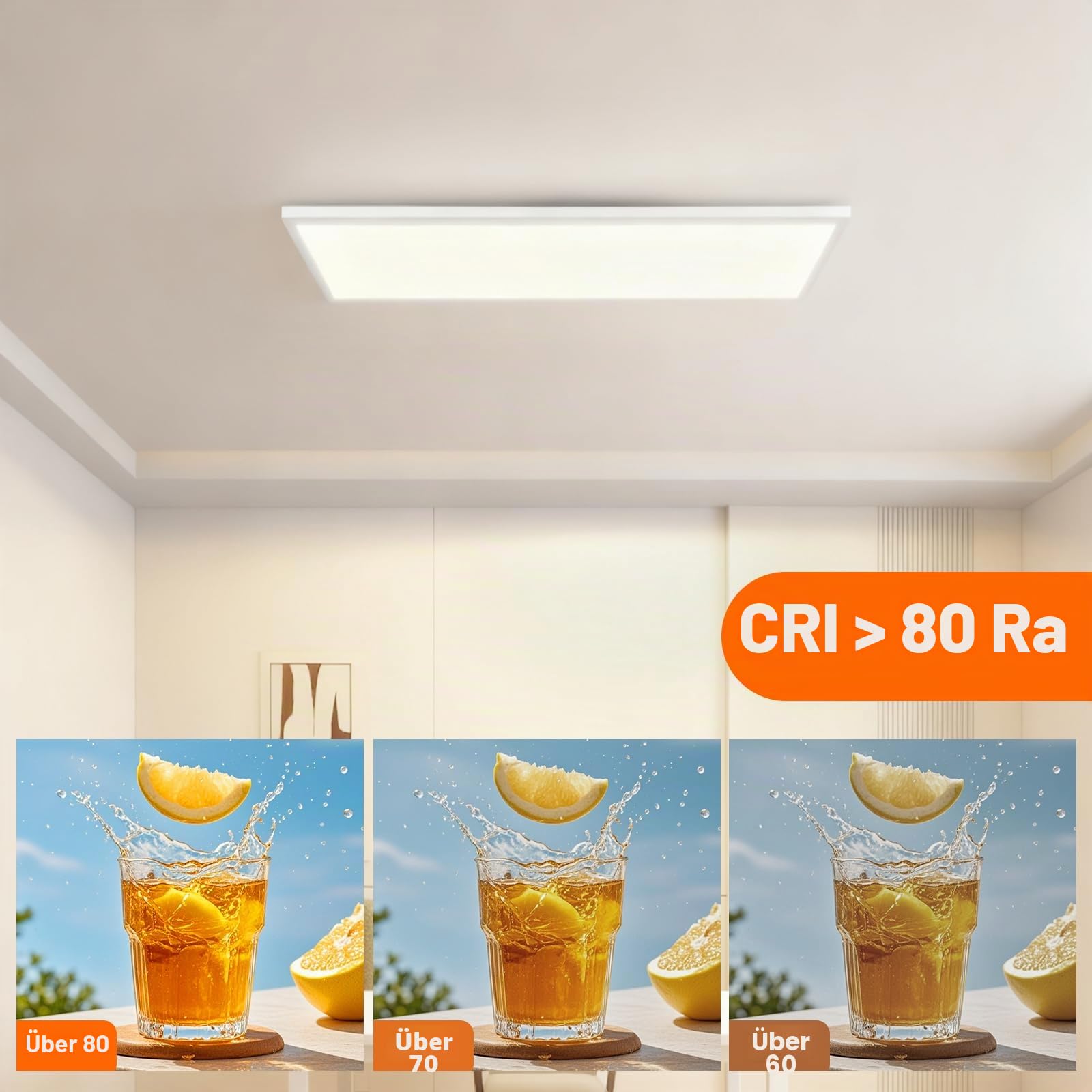 LED Panel Deckenlampe - 80x30cm Lang Rechteckig Deckenleuchte | Flach 39W Deckenpanel Dimmbar mit Fernbedienung Weiß Küchenlampe Tageslichtlampe für Büro Küche Flur Wohnzimmer Schlafzimmer