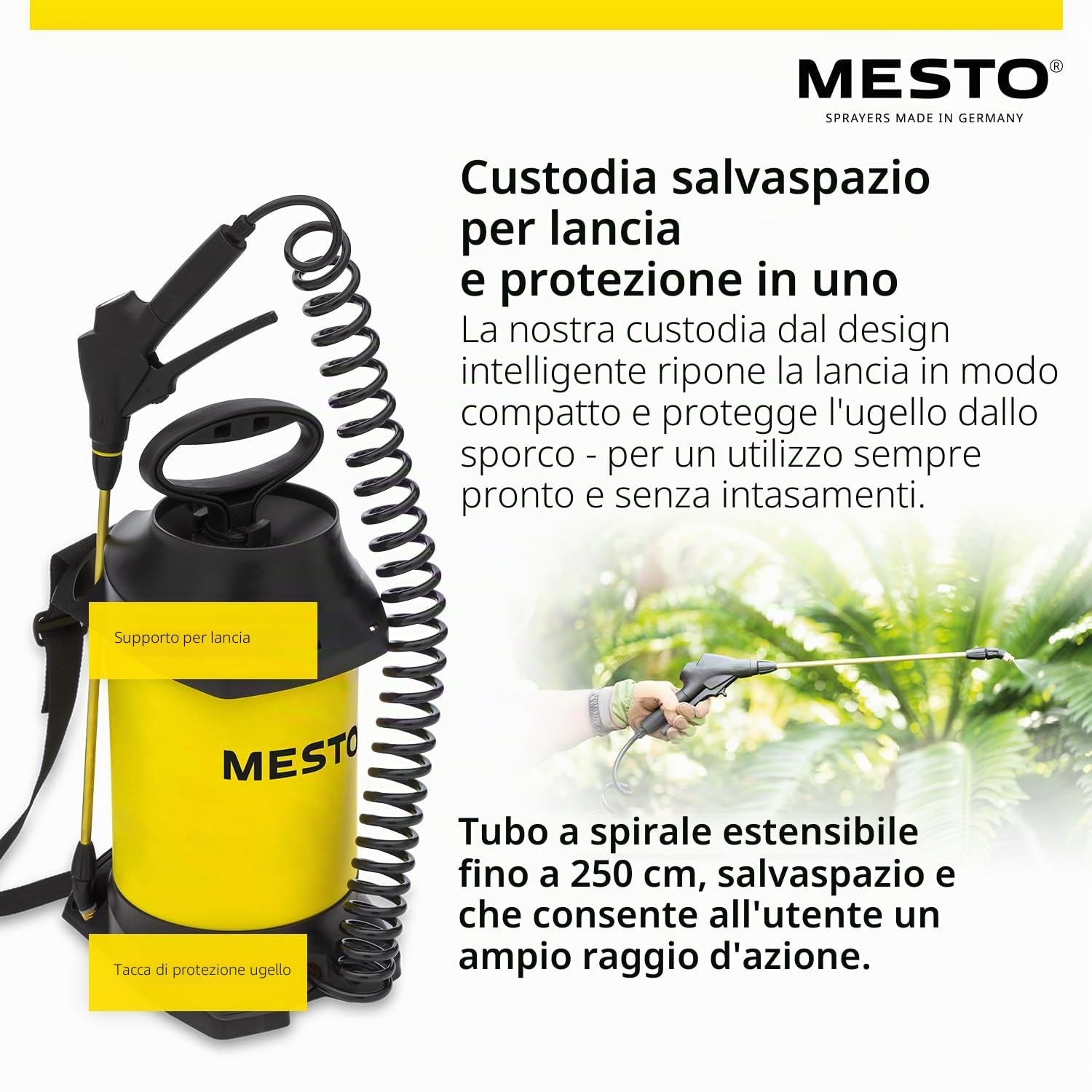 MESTO Set professionale di 5 spruzzatori a pressione da 5 l, con filtro di riempimento MESTO, 120 mm, spruzzatore a pressione da 3 bar, flacone spray per casa e giardino, per piante e piante