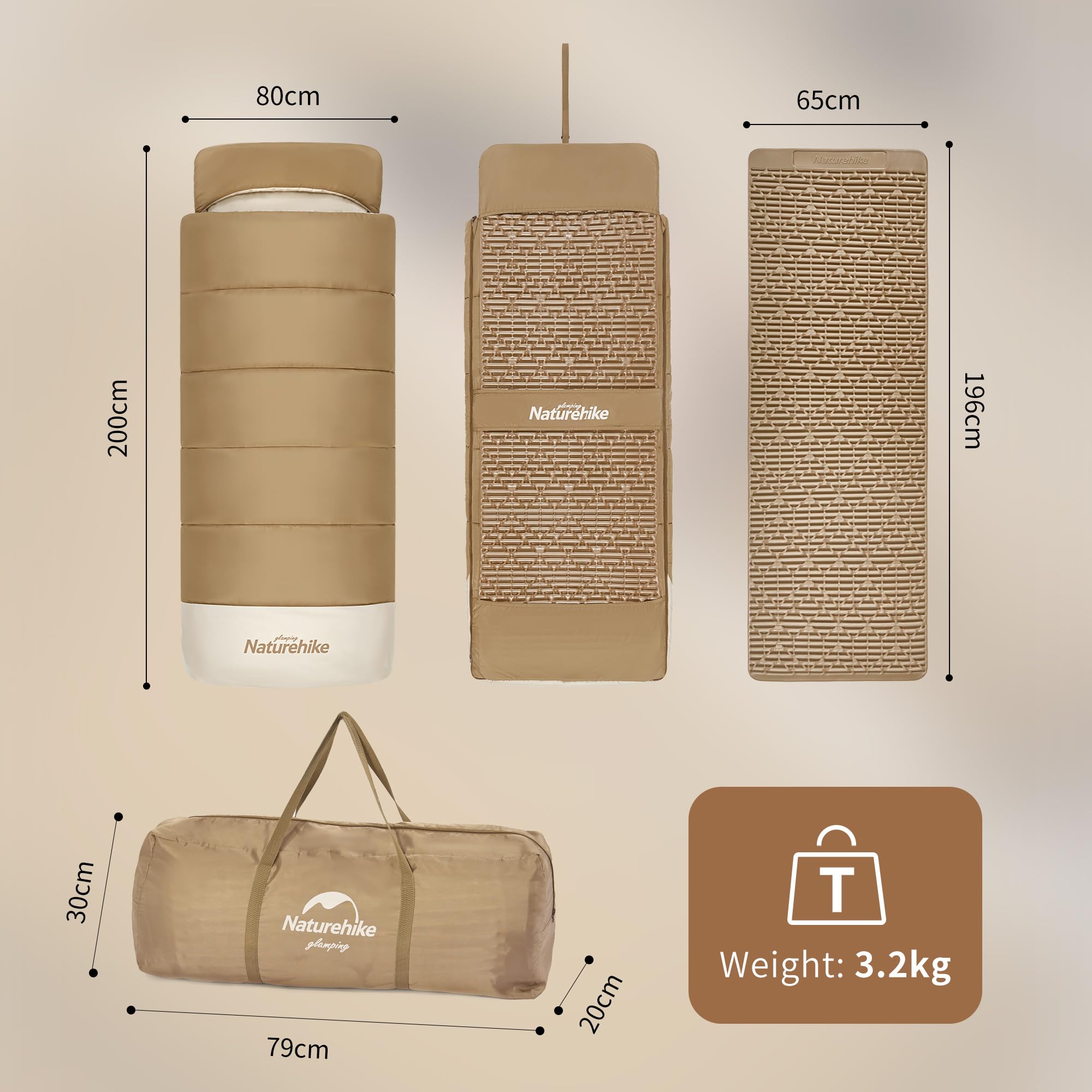 Sac De Couchage Hiver Naturehike - Matelas Intégré Anti-humidité - Pour Camping, Rando Et Pique-nique