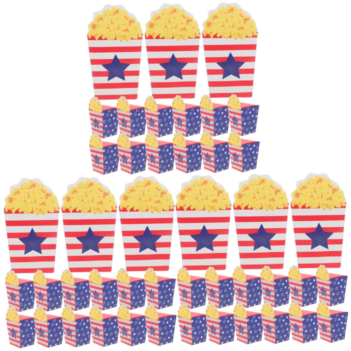Warmhm 90 Stck. Teiliges Popcorn Box mit Design Papierschachteln für Popcorn Snacks und Süßigkeiten Vielseitig Einsetzbar für Independence Day Partys und Filmabende