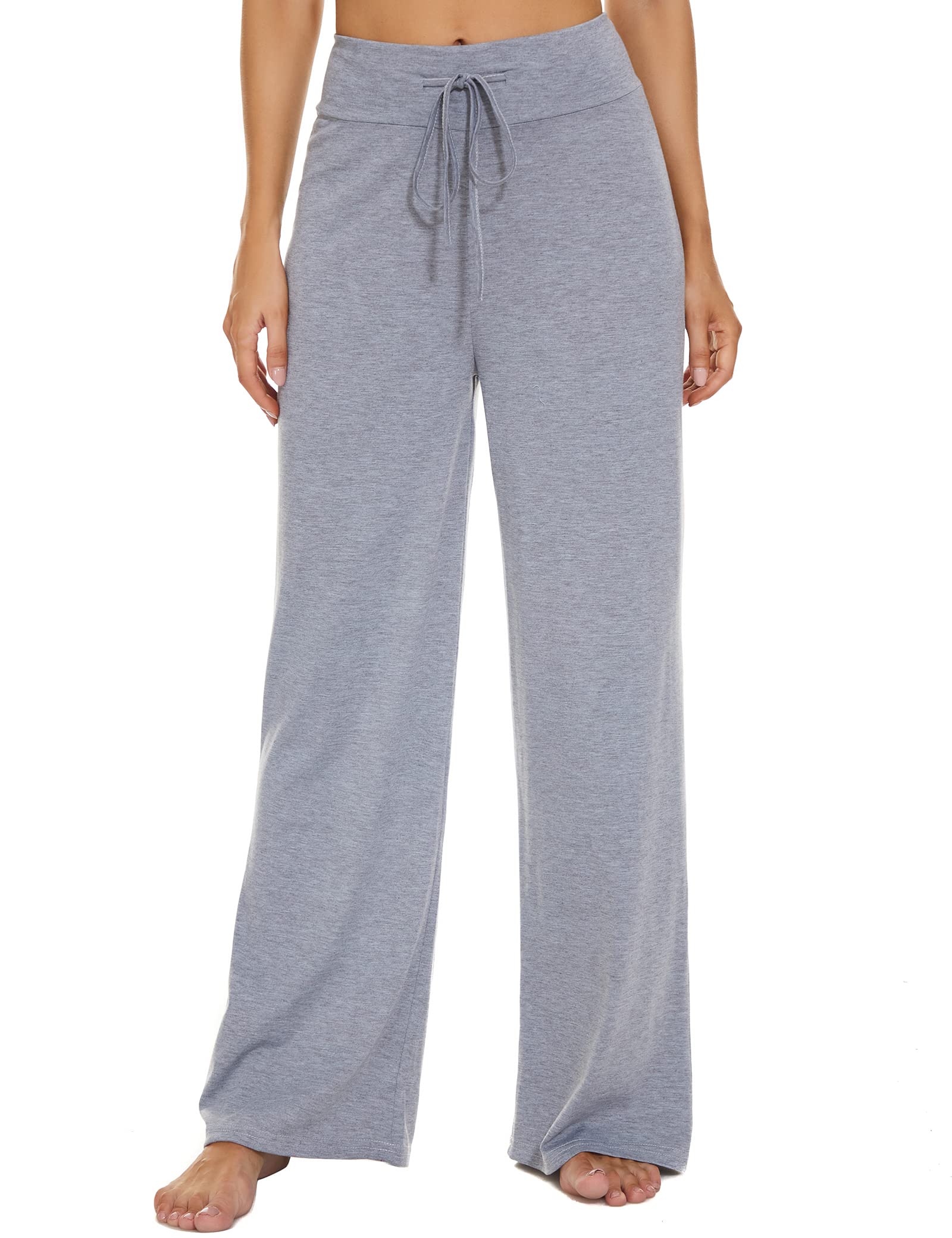 LOCUBEWomen's Pajama Pants Comfy Floral Print Wide Leg Palazzo Lounge Pants Drawstring Elastic Waist Long Pj Bottoms