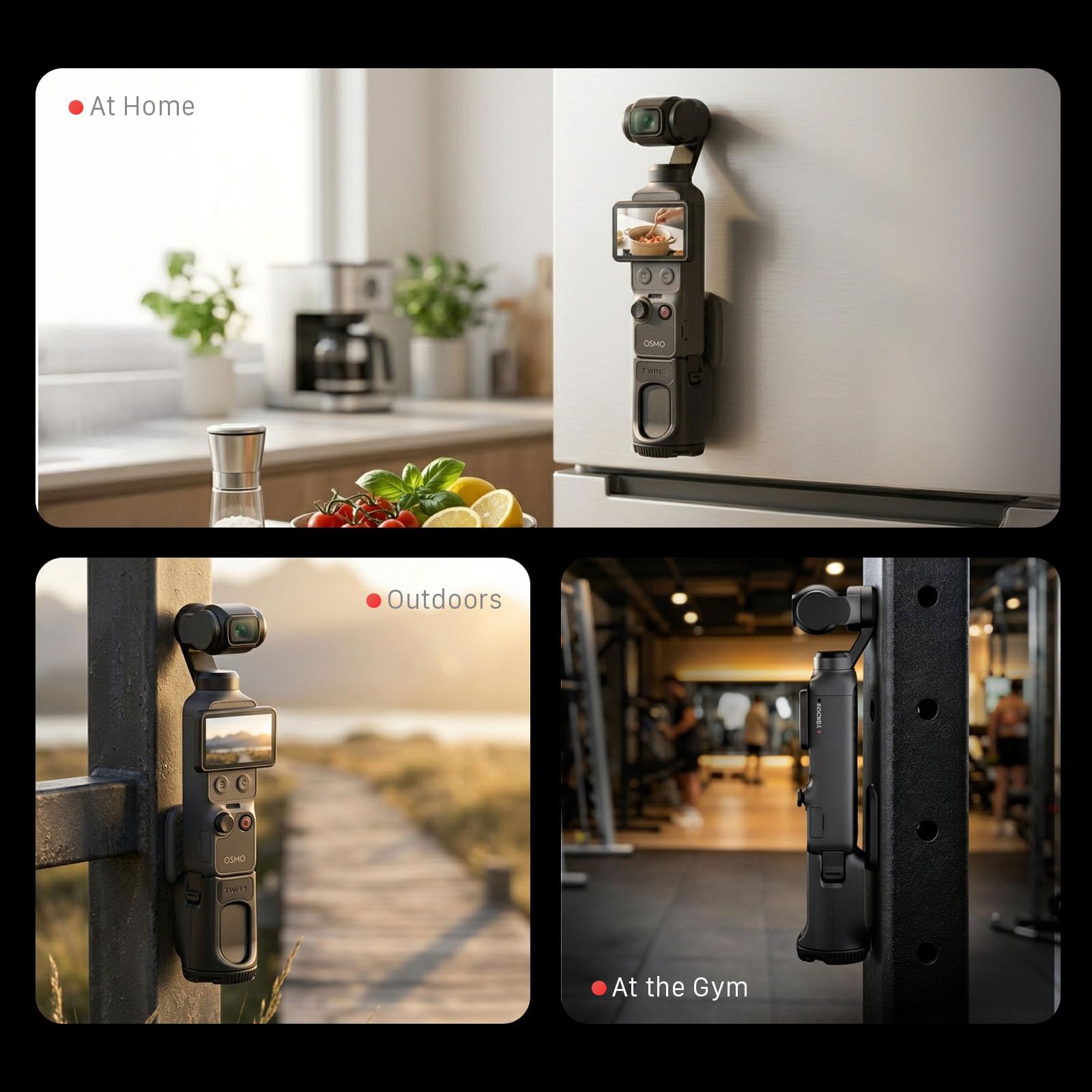Tilta Base de Filtre Magnétique Compatible avec DJI Osmo Pocket 4, Support Rotatif Rangement Filtres avec Trépied, Plaque Arrière Magnétique Compatible MagSafe, Peut Contenir 3 Filtres TA-T65-FSE-B