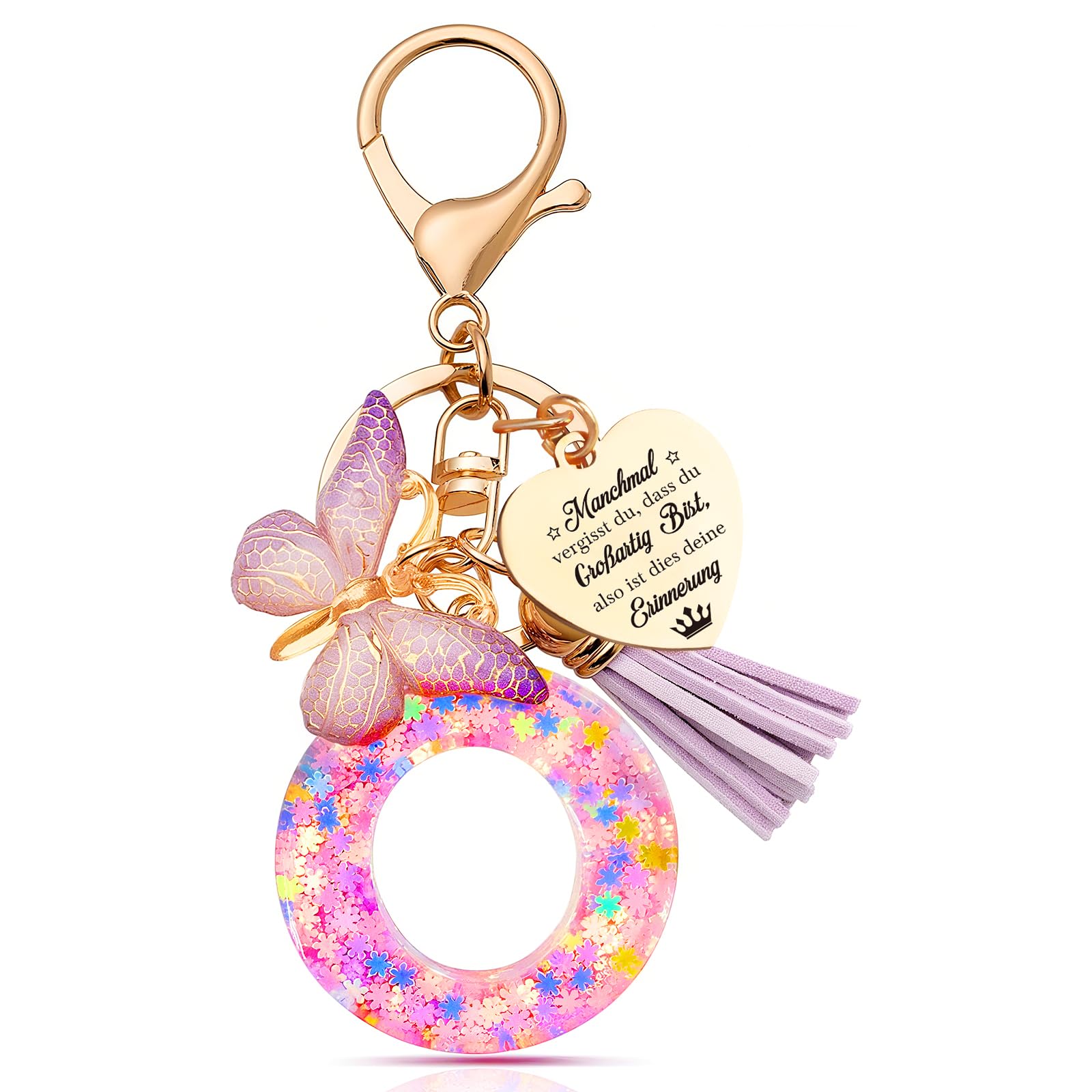 Anruzon Schlüsselanhänger Mädchen - Buchstabe Schlüssel - Anhänger Schmetterling Schlüsselanhänger - Weihnachten - Einschulung Geschenk - Keychain Geschenk für Kinder, Mädchen, Frauen