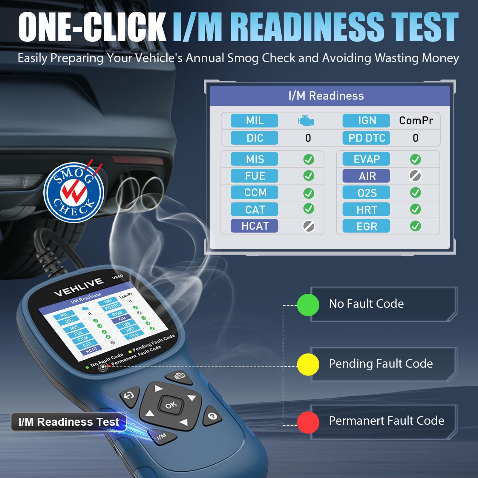 V860 - Scanner diagnostico OBD2 per auto, con stampante, lettore di codice automobilistico e strumento di ripristino, test della batteria, lettore di codici di luce del motore e cancellazione