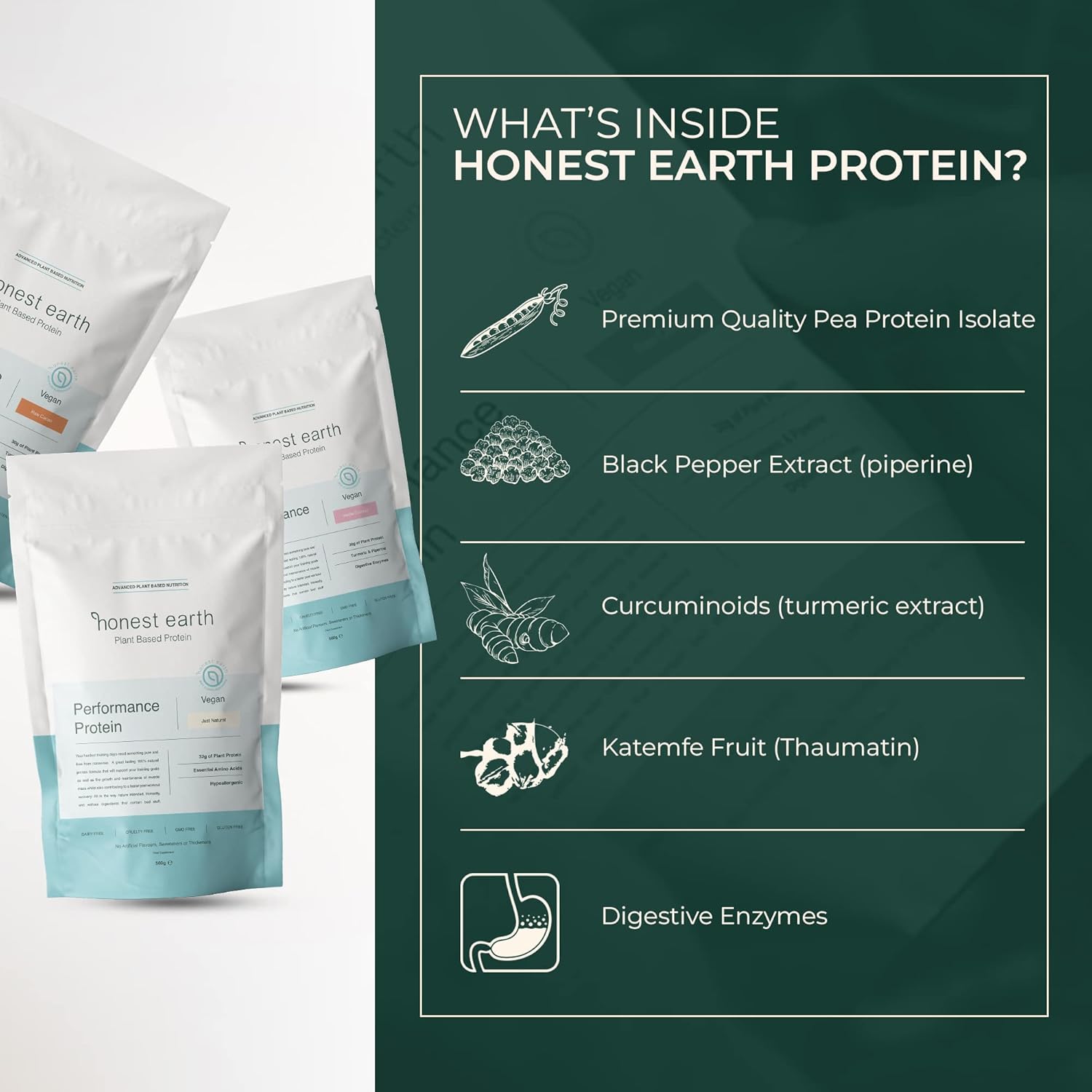 Honest Earth - Raw Cacao | Plant Based Vegan Protein Powder | 29g Protein Per Serving | 100% Natural, Dairy Free, No Gums, No Sugar, No Artificial Flavoring, Canadian Grown Clean Pea Protein Powder : Health & Household