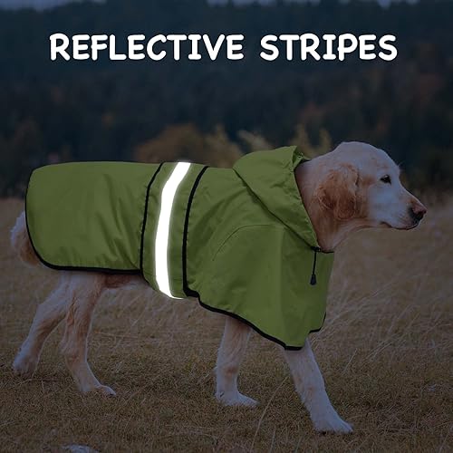 Miniatura 4 de Impermeable ajustable impermeable para perros, chaqueta reflectante para perros con capucha, abrigo ligero para lluvia para perros pequeños,