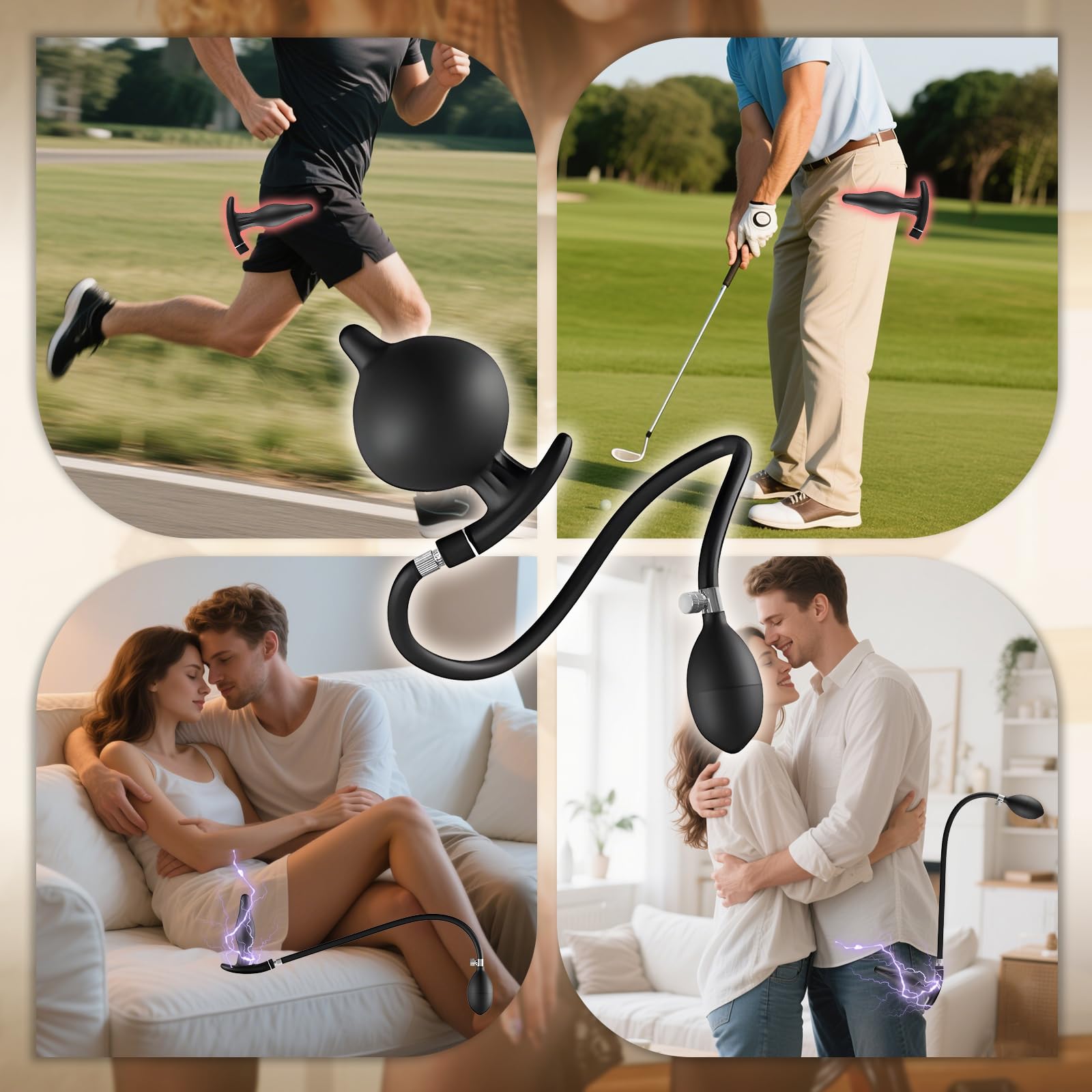 AMAZBEE Silicone gonfiabile Butt Plugs per l'espansione anale Elettrico Prostata e G-spot dispositivi di stimolazione indossabili AnalPlugs Anus Expander