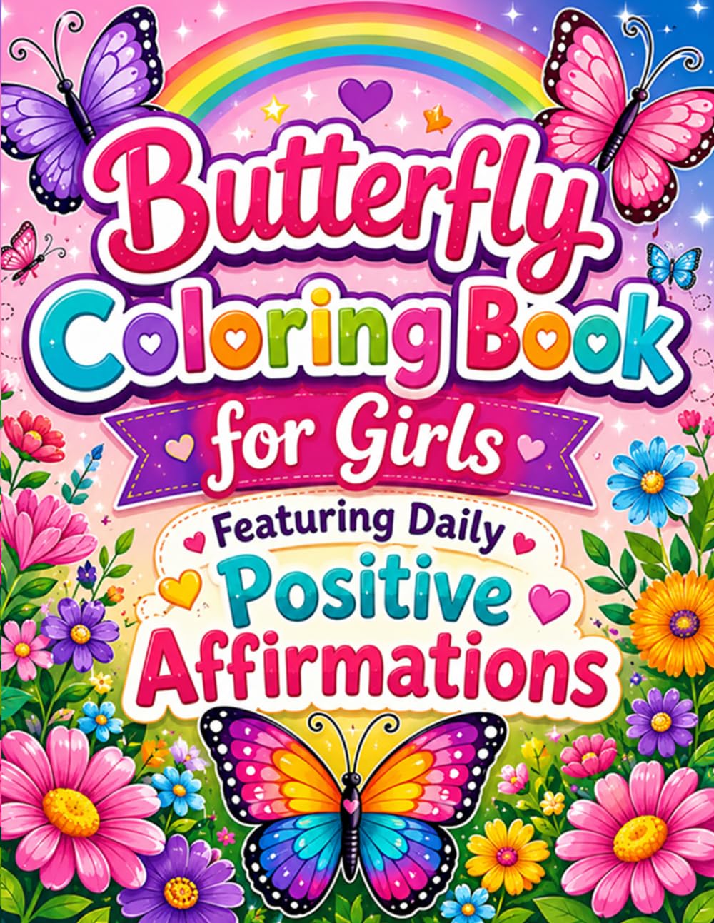Butterfly Coloring Book for Girls Featuring Daily Positive Affirmations: Beautiful Butterflies Inspiring Messages and Fun Coloring Pages to Build Confidence Creativity and Happiness