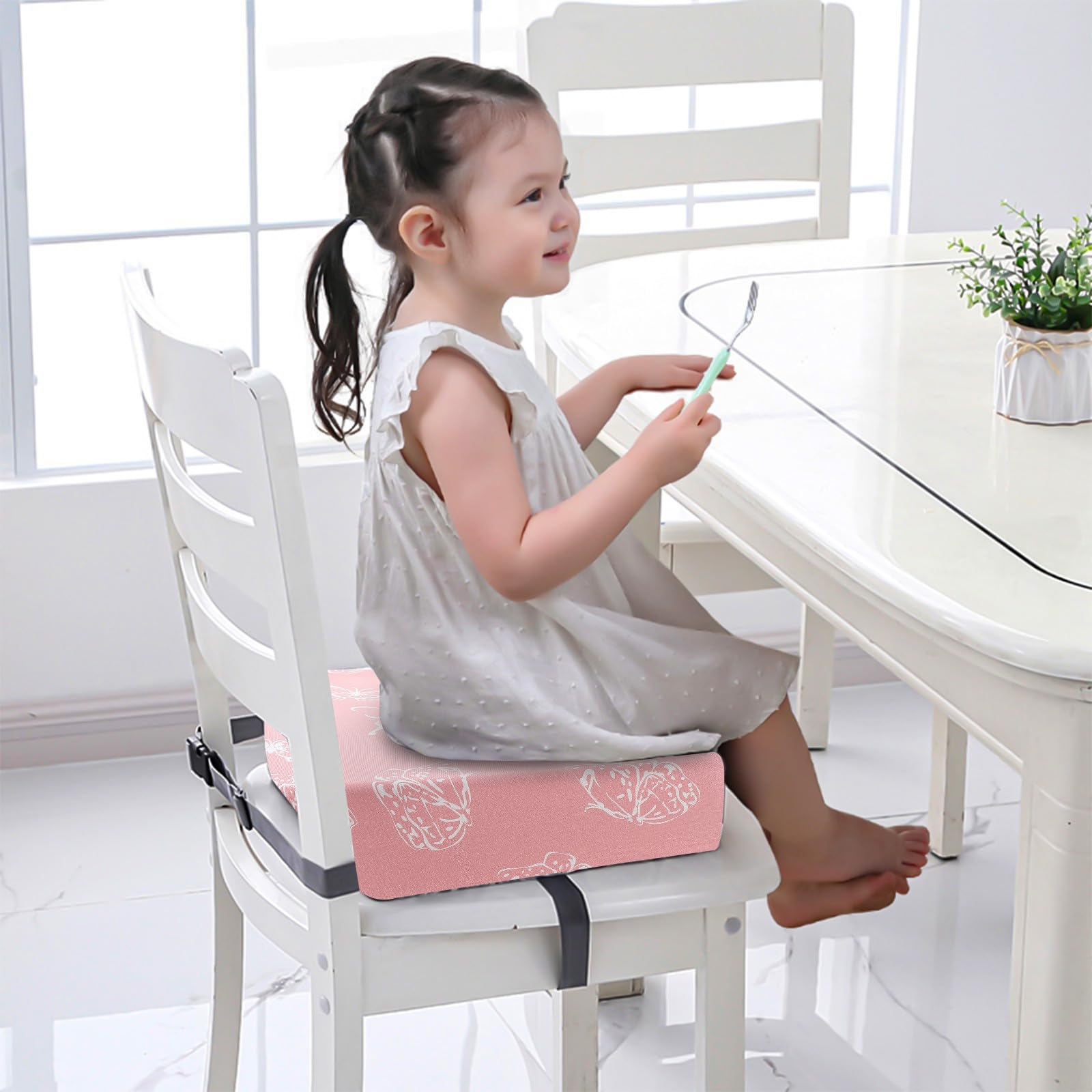 Cojín Elevador Infantil para Silla de Comedor, Portátil, Rosa